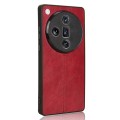 For OPPO Find X7 Cow Pattern Sewing Back Cover Phone Case(Red)