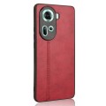 For OPPO Reno 11 5G Global Cow Pattern Sewing Back Cover Phone Case(Red)
