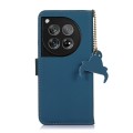 For OnePlus 12 Genuine Leather Magnetic RFID Leather Phone Case(Blue)