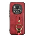 For Honor Magic6 Wristband Leather Back Phone Case(Red)