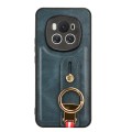 For Honor Magic6 Wristband Leather Back Phone Case(Blue)