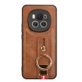 For Honor Magic6 Wristband Leather Back Phone Case(Brown)