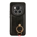 For Honor Magic6 Pro Wristband Leather Back Phone Case(Black)