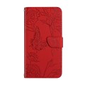 For OnePlus 12 5G Global Skin Feel Butterfly Peony Embossed Leather Phone Case(Red)