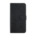 For OnePlus 12 5G Global Skin Feel Butterfly Peony Embossed Leather Phone Case(Black)