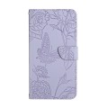 For OnePlus 12R 5G Global Skin Feel Butterfly Peony Embossed Leather Phone Case(Purple)