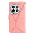 For OnePlus 12 5G Global Stitching Embossed Leather Phone Case(Pink)