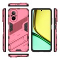 For Realme C67 4G Global Punk Armor 2 in 1 PC + TPU Phone Case with Holder(Light Red)