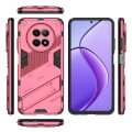 For Realme 12 5G Global Punk Armor 2 in 1 PC + TPU Phone Case with Holder(Light Red)