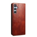 For Samsung Galaxy M55 5G Oil Wax Crazy Horse Texture Leather Phone Case(Brown)