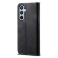 For Samsung Galaxy A05s Denim Texture Casual Style Horizontal Flip Leather Case(Black)