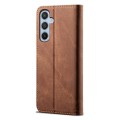 For Samsung Galaxy A35 5G Denim Texture Casual Style Horizontal Flip Leather Case(Brown)