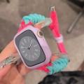 For Apple Watch Ultra 2 49mm Twist Knotted Nylon Watch Band(Mint Green Rose Red)