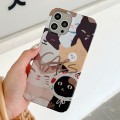 For iPhone 15 Pro Max Painted Pattern PC Phone Case(Stacked Cats)