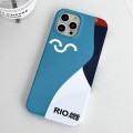 For iPhone 15 Pro Max Painted Pattern PC Phone Case(Contrasting Blue)