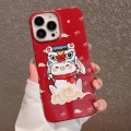 For iPhone 15 Pro Max Painted Pattern PC Phone Case(Bunny Red)