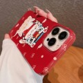 For iPhone 15 Pro Max Painted Pattern PC Phone Case(Bunny Red)