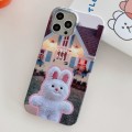 For iPhone 15 Plus Painted Pattern PC Phone Case(Bunny Hug)