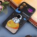 For Samsung Galaxy A02 EU Version Milk Tea Astronaut Pattern Liquid Silicone Phone Case(Black)