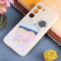 For Samsung Galaxy A30 / A20 / M10 Milk Tea Astronaut Pattern Liquid Silicone Phone Case(White)