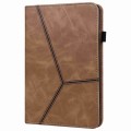 For Amazon Kindle Fire HD 8 2022 Embossed Striped Leather Tablet Case(Brown)