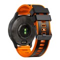 For Garmin Forerunner 265S / 255S / Venu 2S 18mm Weave Two-Color Silicone Watch Band(Black Orange)