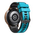 For Garmin Forerunner 265S / 255S / Venu 2S 18mm Weave Two-Color Silicone Watch Band(Sky Blue Black)