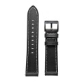 For Garmin Venu / SQ / SQ2 / Venu 2 Plus Stitching Black Buckle Genuine Leather Watch Band(Black)