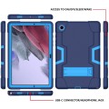 For Samsung Galaxy Tab A8 Contrast Color Robot Silicone Hybrid PC Tablet Case with Holder(Navy Blue
