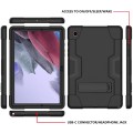 For Samsung Galaxy Tab A8 Contrast Color Robot Silicone Hybrid PC Tablet Case with Holder(Black)