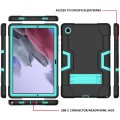 For Samsung Galaxy Tab A8 Contrast Color Robot Silicone Hybrid PC Tablet Case with Holder(Black Mint