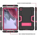 For Samsung Galaxy Tab A8 Contrast Color Robot Silicone Hybrid PC Tablet Case with Holder(Black Rose