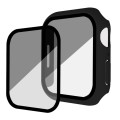 For Apple Watch 4 44mm Frosted PC + Anti-spy Tempered Film Integrated Watch Protective Case(Black)