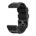 For Garmin Tactix 7 Pro / Fenix 7X  / 6X Pro 26mm Screw Black Steel Buckle Silicone Watch Band(Black
