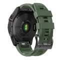 For Garmin Tactix 7 Pro / Fenix 7X  / 6X Pro 26mm Screw Black Steel Buckle Silicone Watch Band(Army