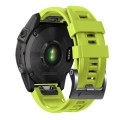 For Garmin Tactix 7 Pro / Fenix 7X  / 6X Pro 26mm Screw Black Steel Buckle Silicone Watch Band(Lime