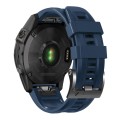 For Garmin Tactix 7 Pro / Fenix 7X  / 6X Pro 26mm Screw Black Steel Buckle Silicone Watch Band(Midni