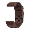 For Garmin Tactix 7 Pro / Fenix 7X  / 6X Pro 26mm Screw Black Steel Buckle Silicone Watch Band(Brown