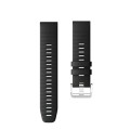 For Garmin Forerunner 965 / 955 / 945 / 935 Screw Silver Steel Buckle Silicone Watch Band(Black)