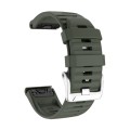 For Garmin Forerunner 965 / 955 / 945 / 935 Screw Silver Steel Buckle Silicone Watch Band(Army Green