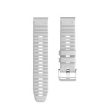 For Garmin Tactix 7 Pro / Fenix 7X / 6X Pro 26mm Screw Silver Steel Buckle Silicone Watch Band(White