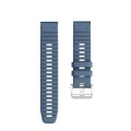 For Garmin Tactix 7 Pro / Fenix 7X / 6X Pro 26mm Screw Silver Steel Buckle Silicone Watch Band(Navy
