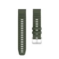 For Garmin Tactix 7 Pro / Fenix 7X / 6X Pro 26mm Screw Silver Steel Buckle Silicone Watch Band(Army