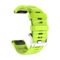 For Garmin Tactix 7 Pro / Fenix 7X / 6X Pro 26mm Screw Silver Steel Buckle Silicone Watch Band(Green