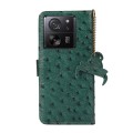 For Xiaomi 13T/Redmi K60 Ultra Ostrich Pattern Genuine Leather RFID Phone Case(Green)