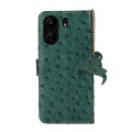 For Xiaomi Poco C65 / Redmi 13C Ostrich Pattern Genuine Leather RFID Phone Case(Green)