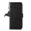 For Xiaomi Poco C65 / Redmi 13C Ostrich Pattern Genuine Leather RFID Phone Case(Black)