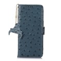 For Xiaomi Poco C65 / Redmi 13C Ostrich Pattern Genuine Leather RFID Phone Case(Blue)