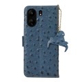 For Xiaomi Poco C65 / Redmi 13C Ostrich Pattern Genuine Leather RFID Phone Case(Blue)