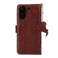 For Xiaomi Poco C65 / Redmi 13C Ostrich Pattern Genuine Leather RFID Phone Case(Coffee)